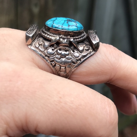 Vintage Spiderweb Turquoise sterling silver ring. - Picture 3 of 9